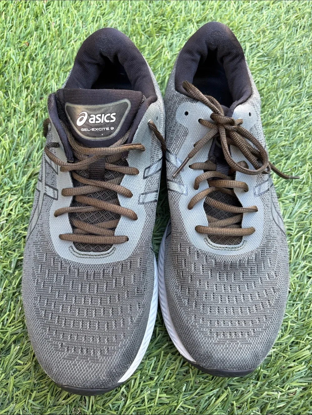 Asics Gray and Brown Men’s Athletic Running Shoes
